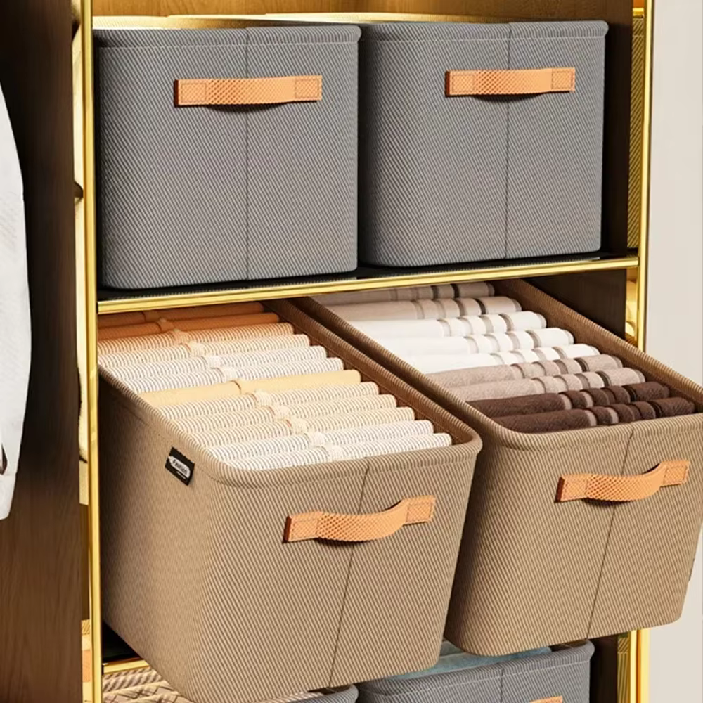 Panier de rangement pliable de grande capacité avec cadre en acier épais