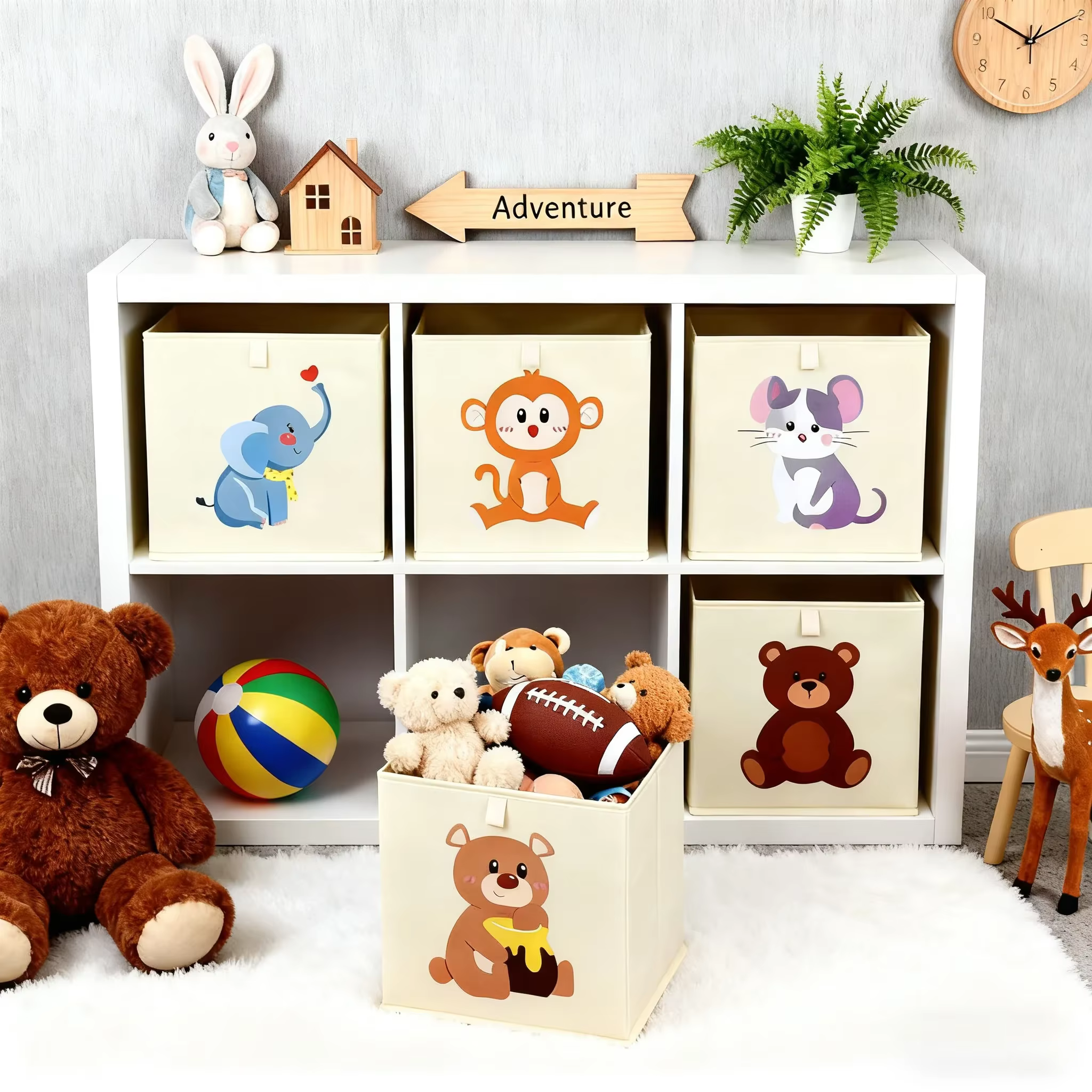 Boîtes de rangement pour articles divers de grande capacité, style dessin animé, boîte de rangement pour jouets d'enfants, pour chambre d'enfant, salle de jeux, salon