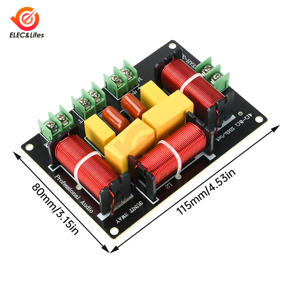 Crossover audio 3 voies, 1 tweeter, 2 médiums, 200W, points de fréquence 5300Hz/5500Hz, installation facile pour haut-parleur HIFI, home cinéma, DIY
