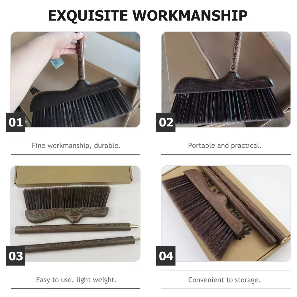 Balai d'extérieur, balai coudé, manche en bois, balai de balayage de sol doux, balai de cuisine, brosse de nettoyage, balais pliables pour Garage