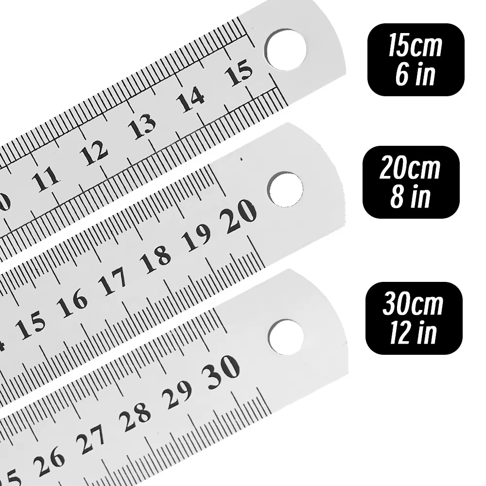 Règle droite en métal en acier inoxydable 10P 15-30cm