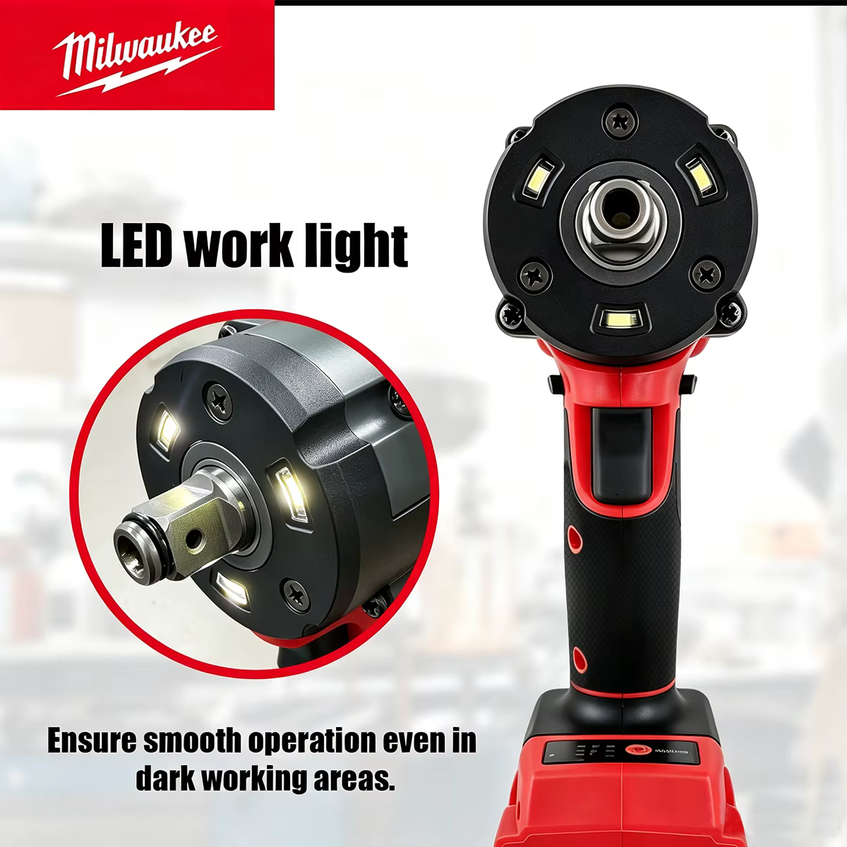 Clé à chocs sans fil Milwaukee 1/2' M18 FUEL Brushless 650N.m 9000RPM avec 3 lumières LED