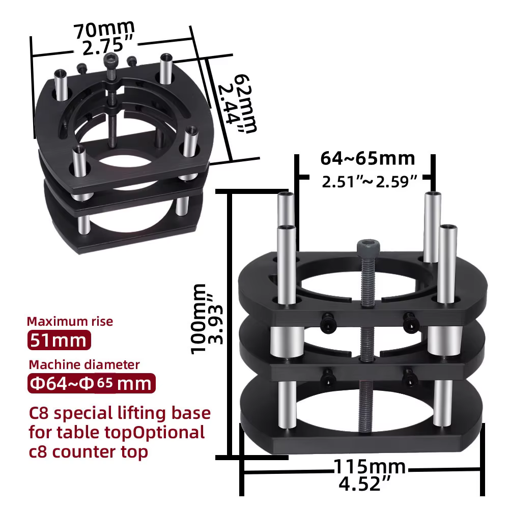 Mise à niveau de l'élévateur de toupie pour moteurs de 65mm de diamètre