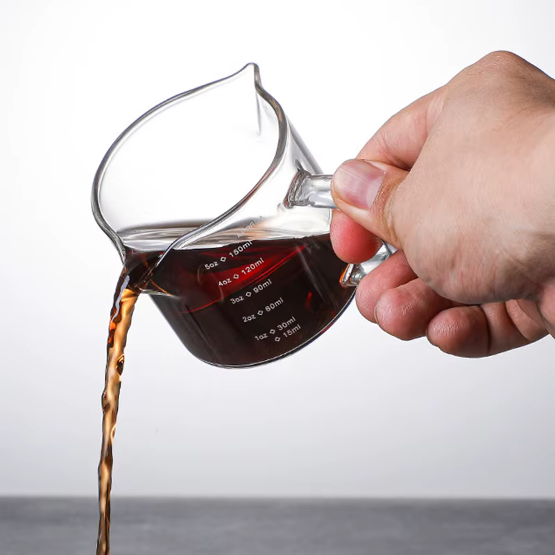 Tasse à mesurer en verre avec poignée, tasse à lait expresso, tasse de cuisine avec échelle, récipient précis pour la cuisson, 75/150/250ml