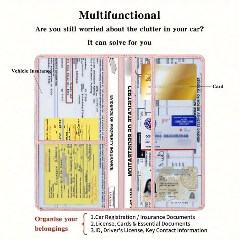 Porte-cartes d'immatriculation et d'assurance automobile