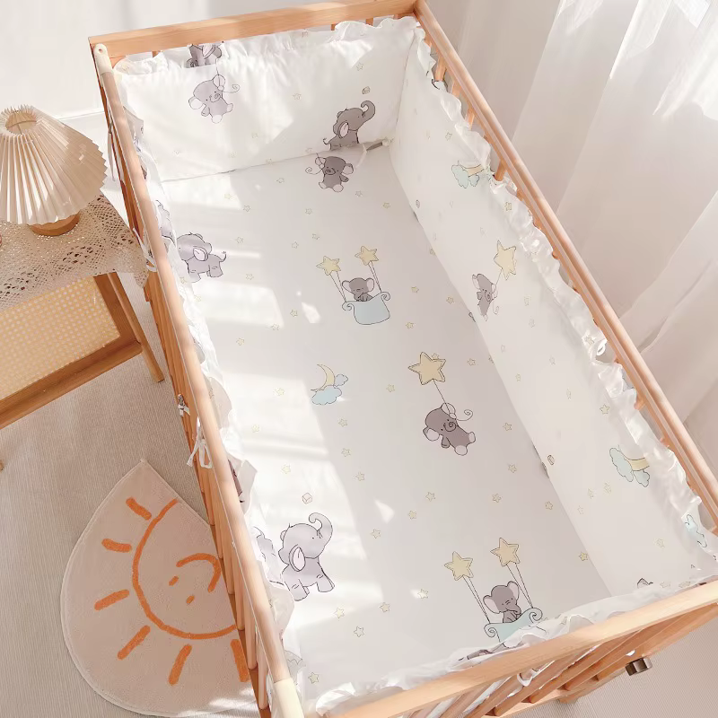 Ensembles de literie pour berceau de bébé, 5 pièces, dessin animé, décoration de chambre, pare-chocs de lit de bébé en coton pour enfants (4 pare-chocs + drap)