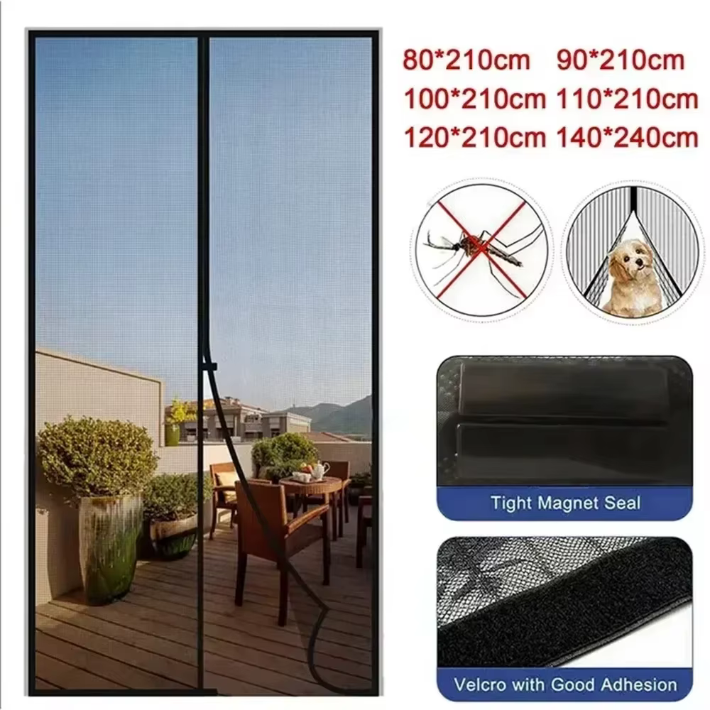 Rideaux anti-moustiques pour portes, moustiquaire magnétique, porte fenêtre, maille de fermeture automatique pour cuisine et salon