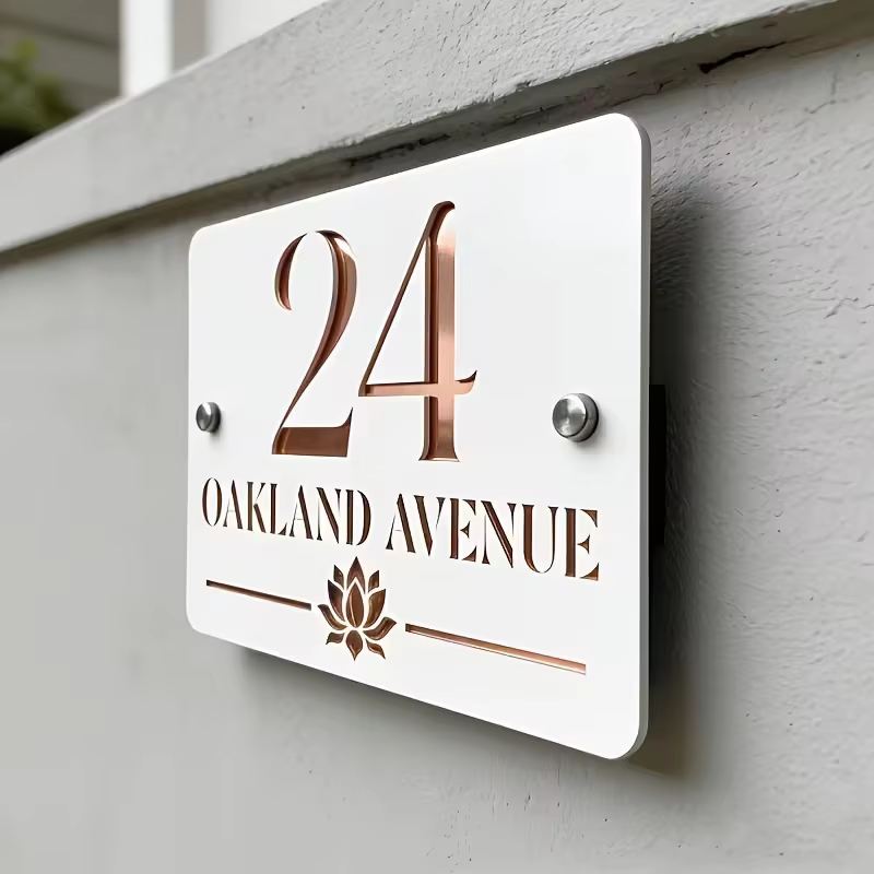 Panneau d'entrée résidentiel, panneau de porte d'entrée, panneau d'adresse moderne pour décoration extérieure de maison, panneau acrylique 3D personnalisé