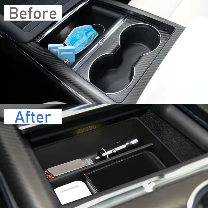 Compatible avec l'organisateur de console Tesla Model X/Model S 2021-2024, stockage de console centrale rafraîchissant pour modèle S/X Plaid/longue portée