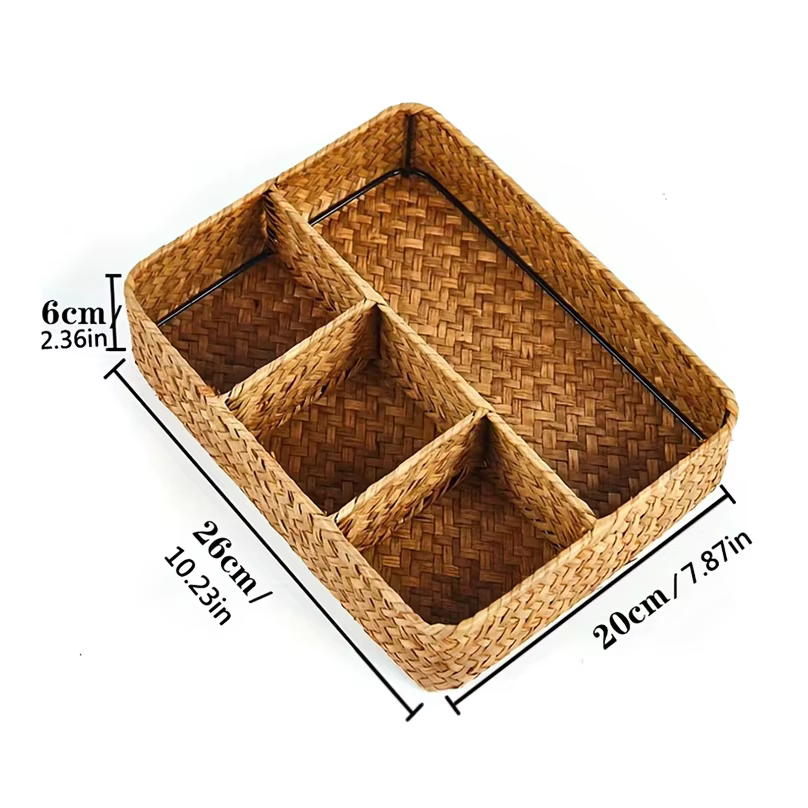 Panier de rangement en jonc de mer tressé
