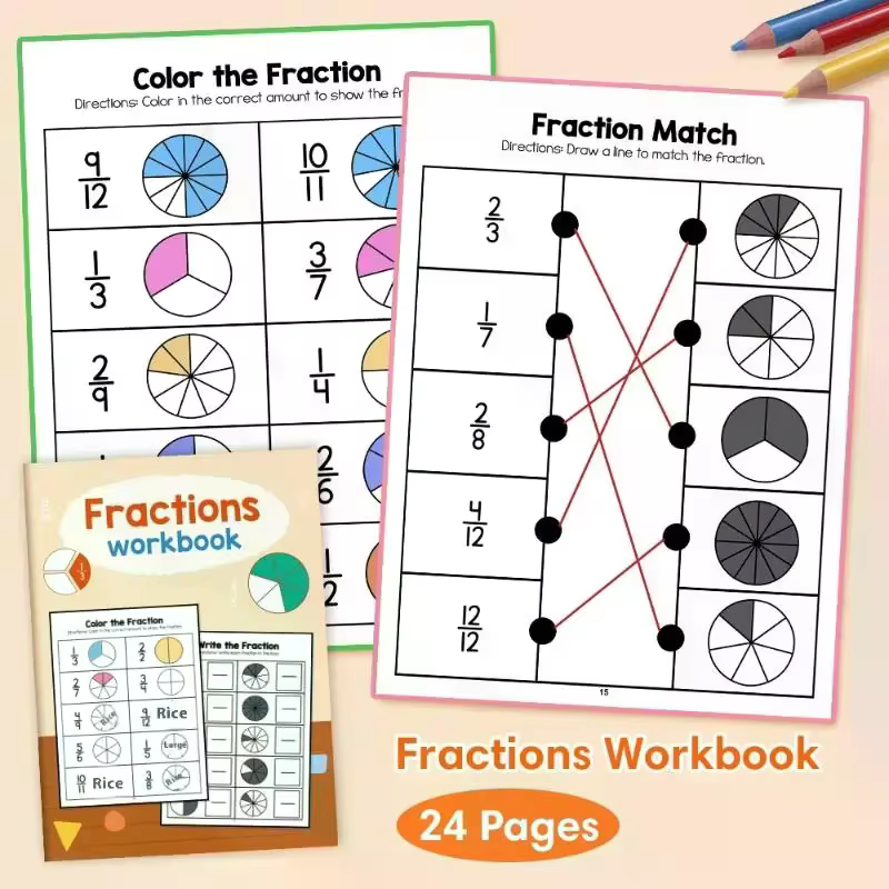 1 pièces école primaire mathématiques livre de Test cognitif Fraction de base apprendre et pratique formation cahier