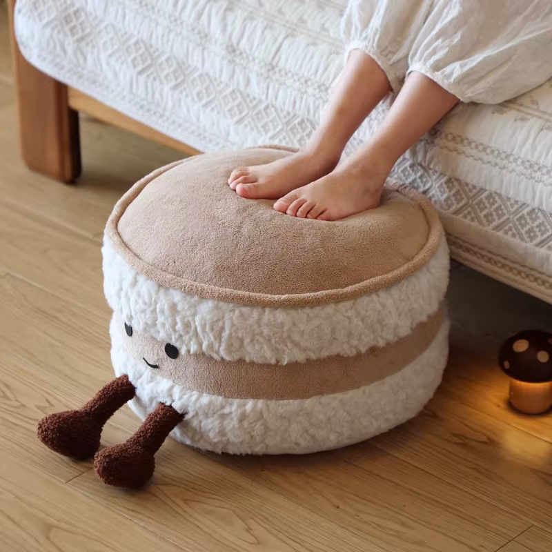 Pouf en forme de pain mignon, coussin de sol Tatami pour salon, repose-pieds amovible et lavable, banc à chaussures décoratif pour maison d'hôtes