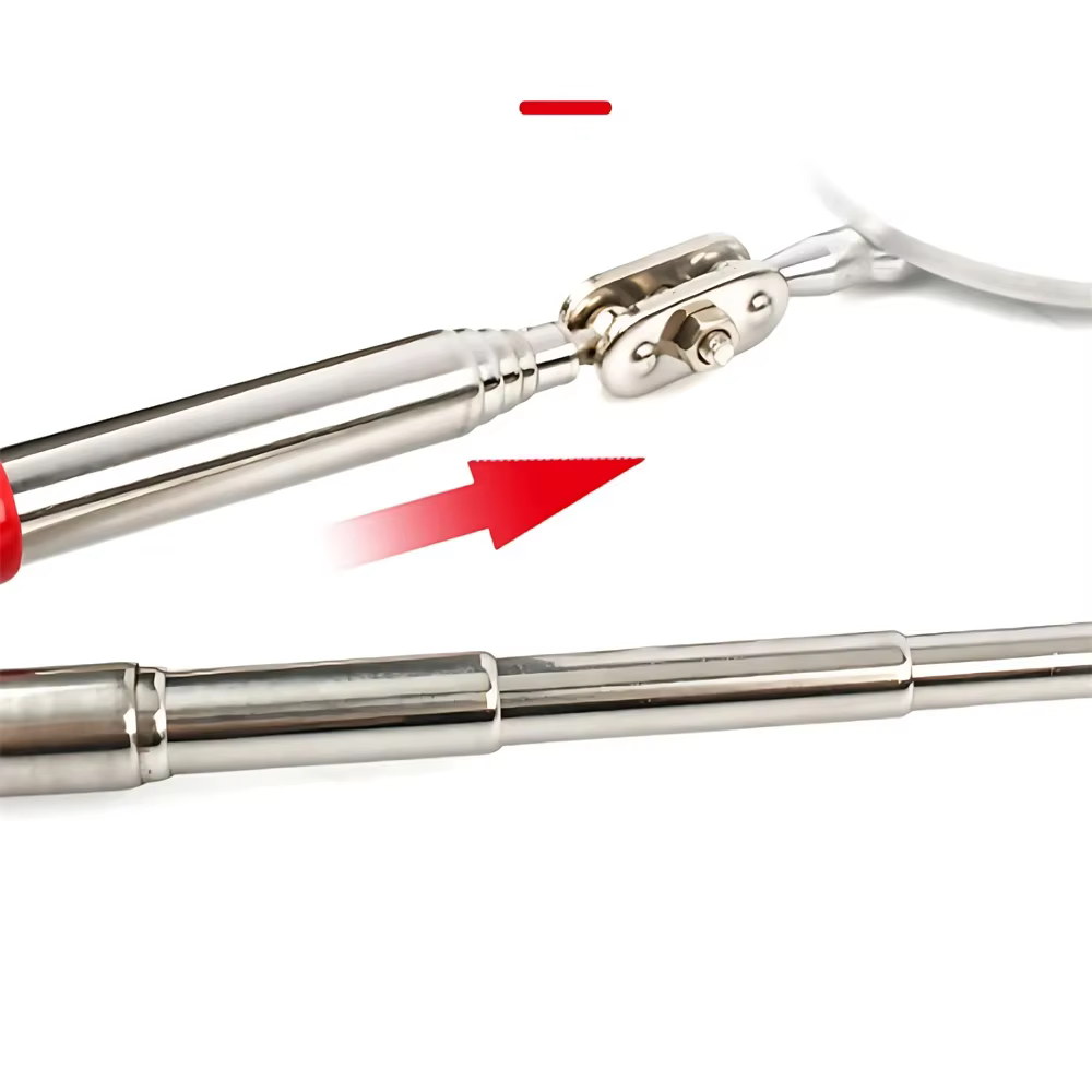 Miroir d'inspection avec éclairage LED 360 ° Lentille de détection télescopique carrée rétractable