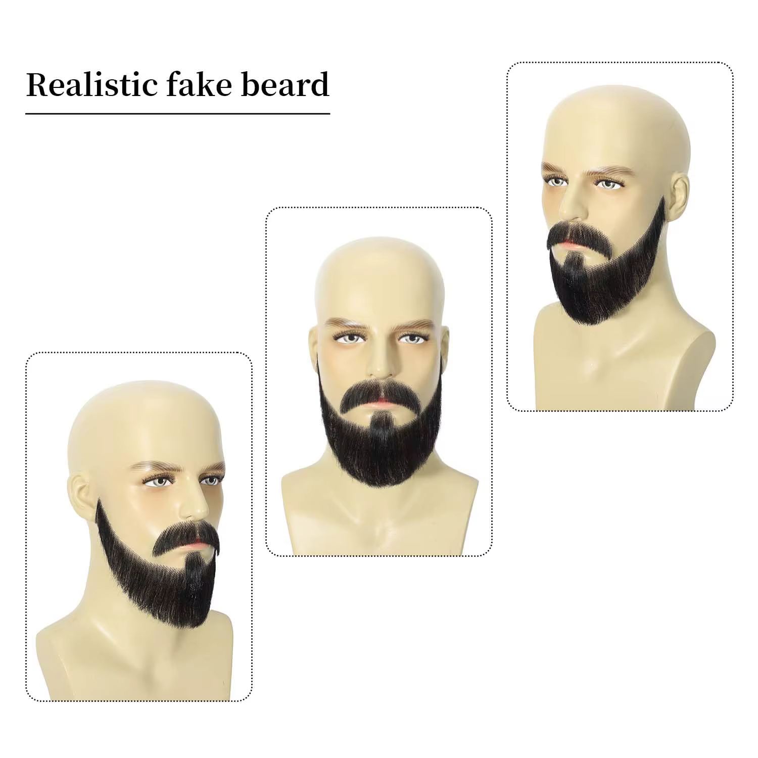 Fausse moustache faite à la main avec des cheveux humains