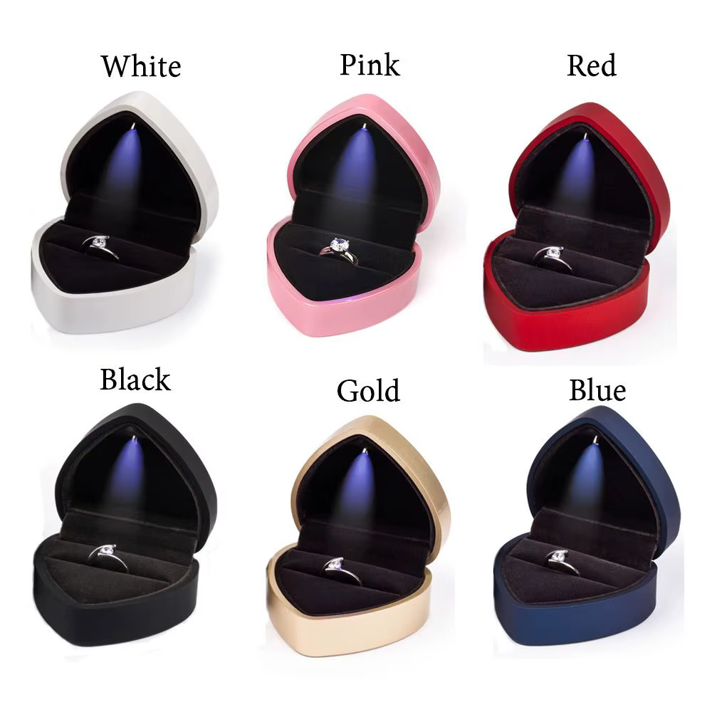 Boîte à bijoux portable en forme de cœur pour bagues