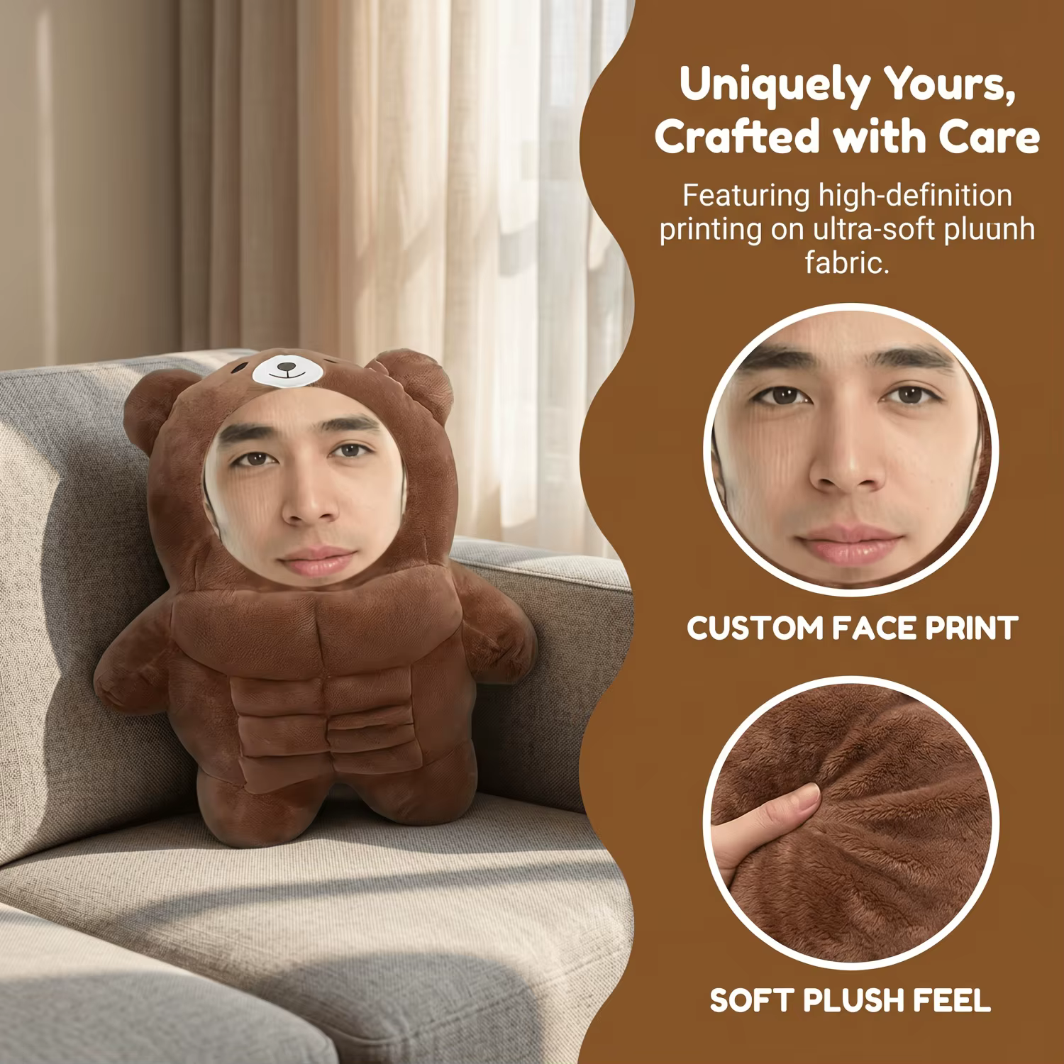 Mini oreiller personnalisé avec photo - Coussin doux personnalisé, lavable en machine, idéal pour les cadeaux ou la décoration intérieure, accessoire confortable pour la maison