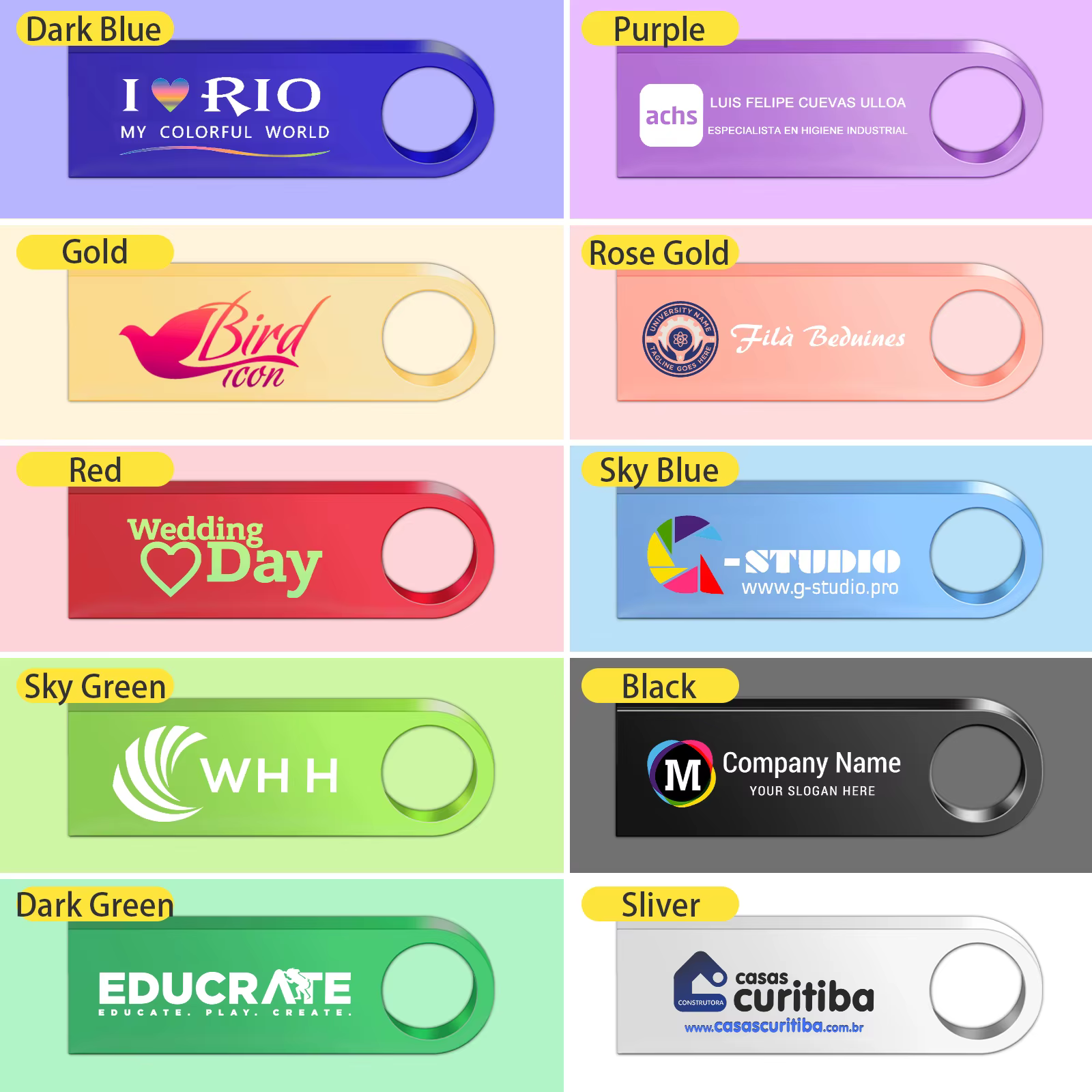 Clé USB avec Logo personnalisé gratuit, 64 go, stylo rouge bleu, 32 go, vert, violet, clé USB Cle, jaune, rose