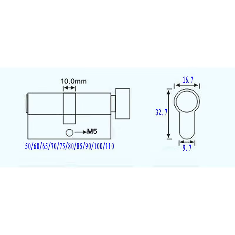 Cylindre de porte 55 60 65 70 75 80 85 90mm