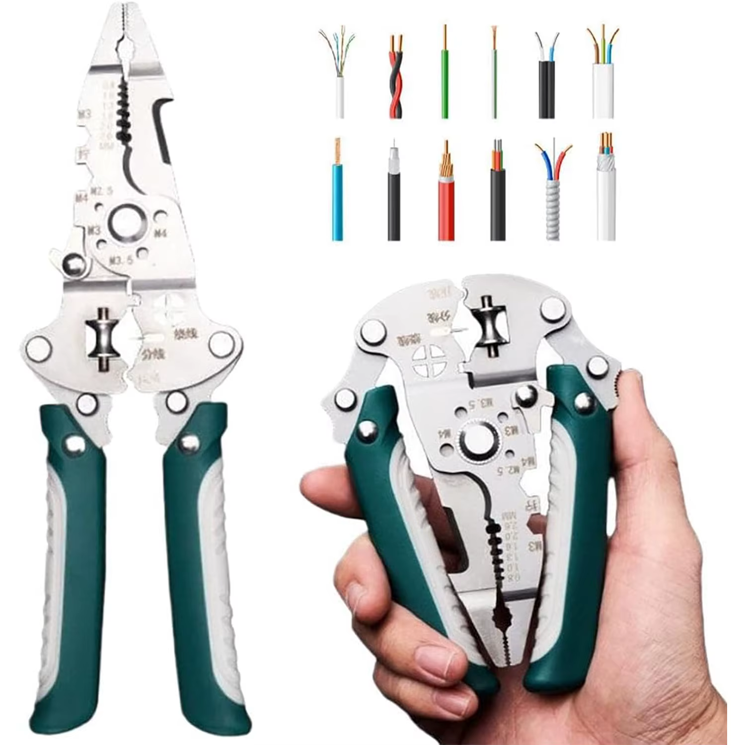 Pince à dénuder et à sertir pliable 18 en 1
