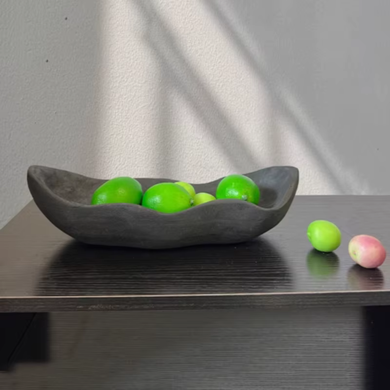 Plateau de rangement en bois noir, décoratif de bureau, organisateur de rangement de cuisine, accessoires, conteneur de rangement d'ornement rétro, bols à fruits
