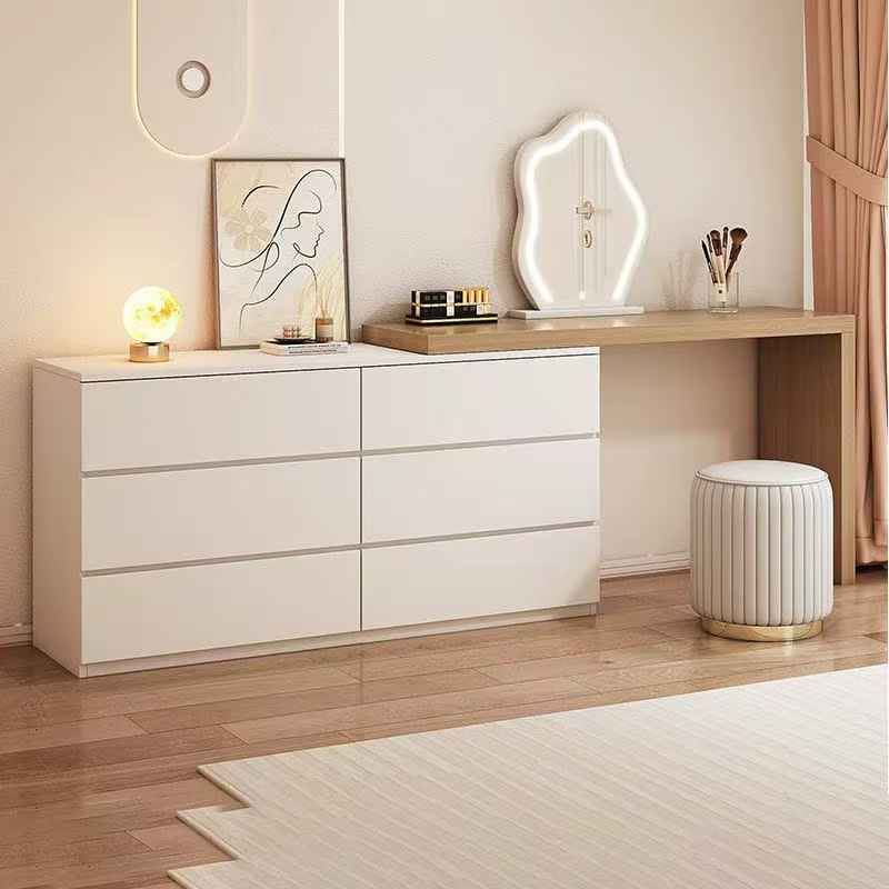 Miroir de maquillage blanc de luxe, bureau d'angle, commode, table, organisateurs d'armoires, rangement, meubles de maison