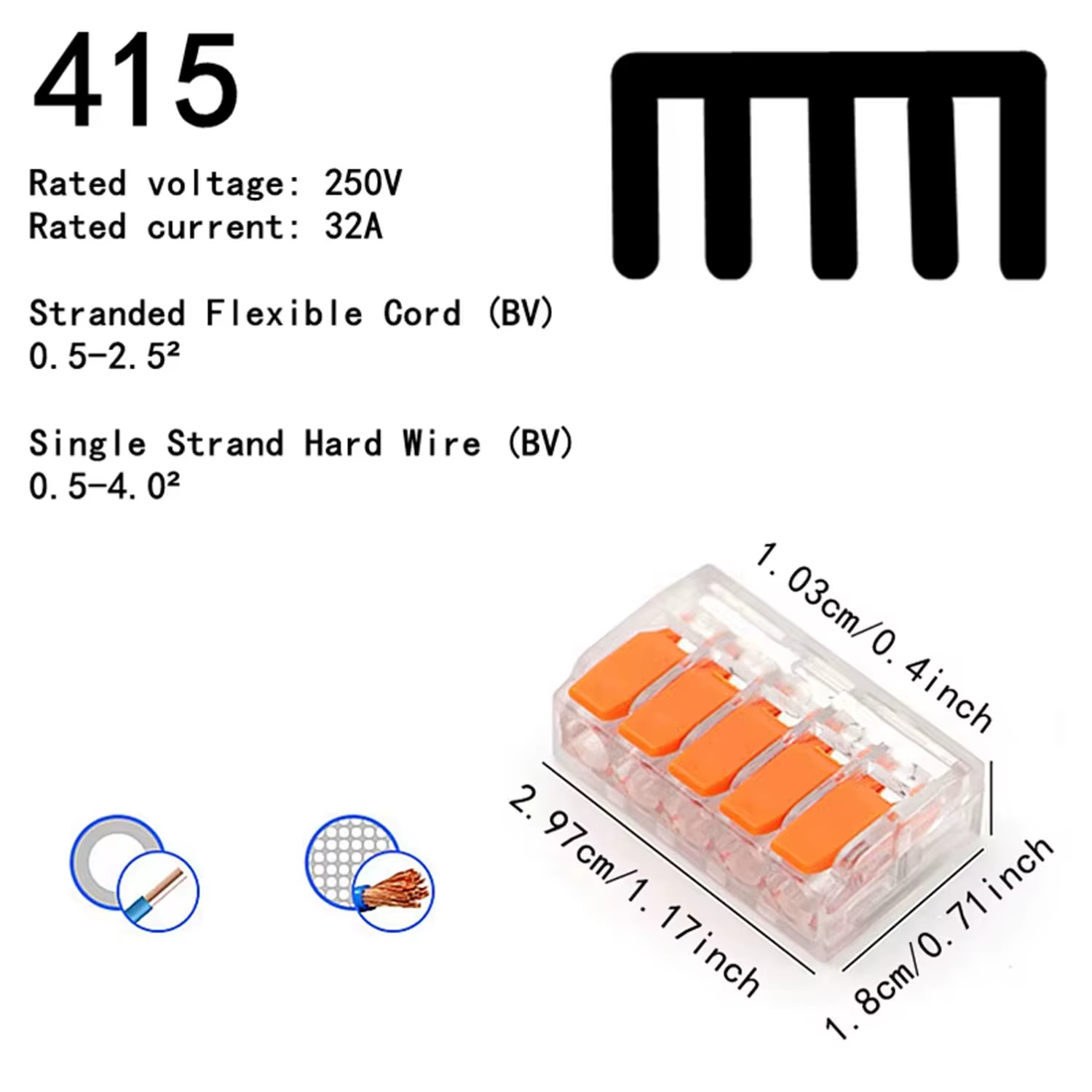 Bornes de connexion rapides universelles de type Orange