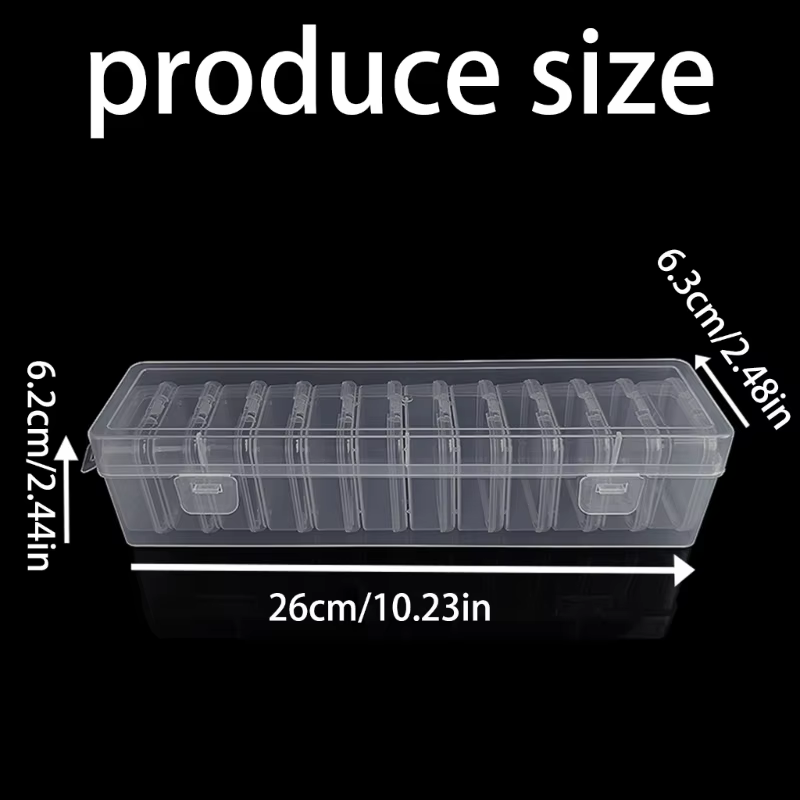 Conteneur stockage en plastique empilable modulaire, 12 Sections personnalisables, couvercle transparent pour fournitures