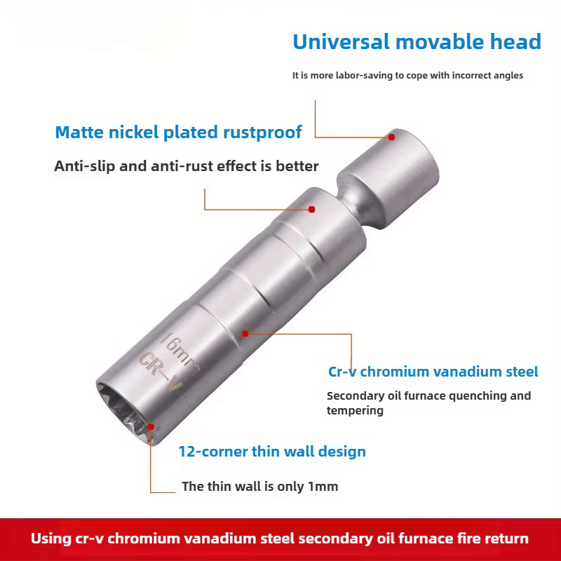Adaptateur de clé à douille de bougie d'allumage de 14mm/16mm-outil de retrait