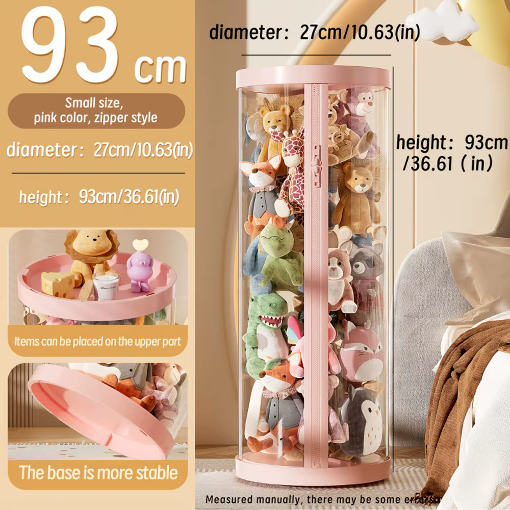 Boîte de rangement transparente pour poupées, tube de rangement pour jouets en peluche, organisateur de jouets pour enfants, bacs à fermeture éclair DIY, cadeau de Noël pour enfant