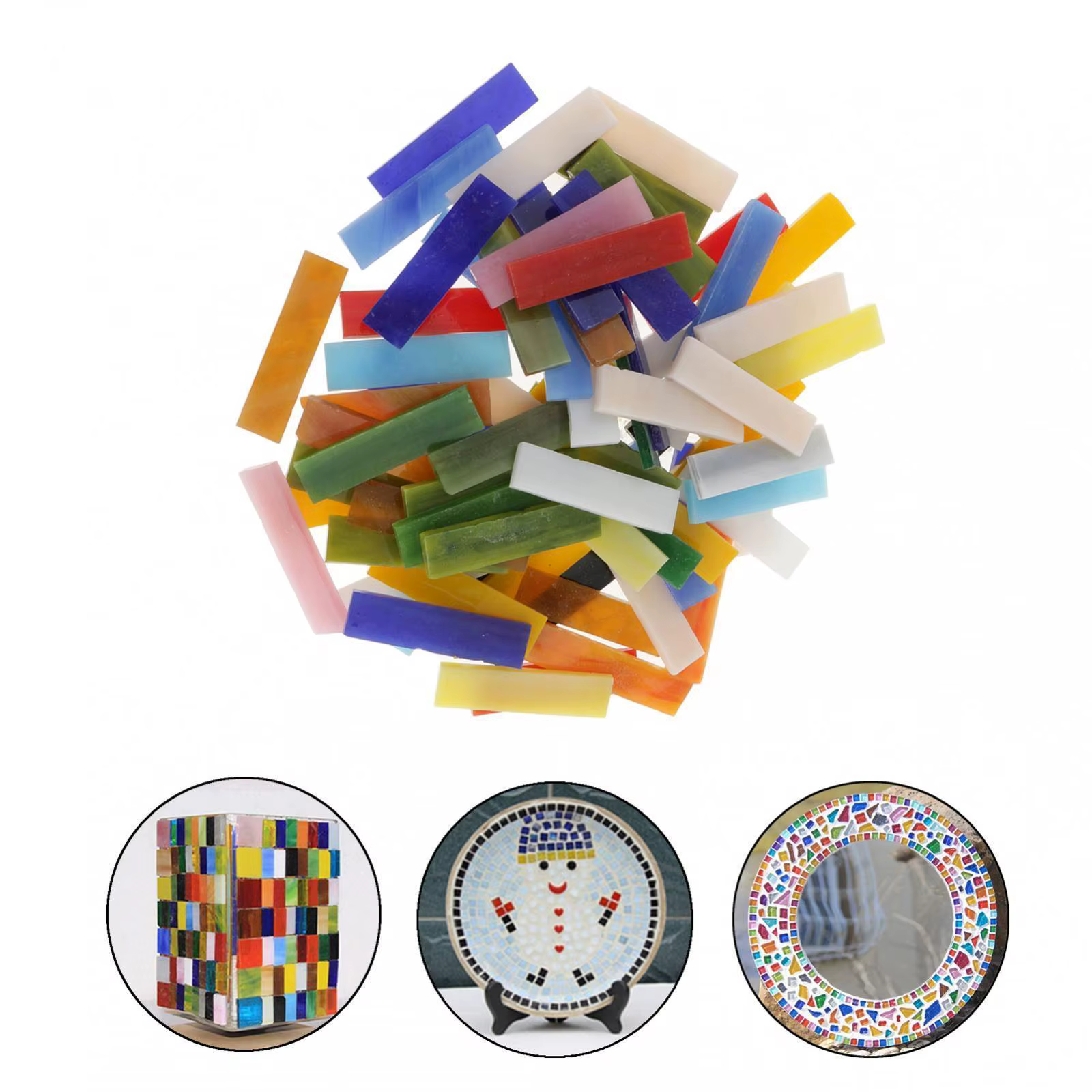 Carreaux de mosaïque en verre de forme rectangulaire, carreaux mixtes pour documents, 70 pièces