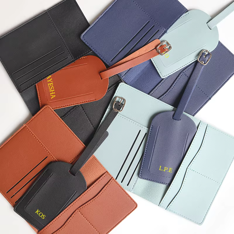 Ensemble de porte-passeport de voyage personnalisé en cuir