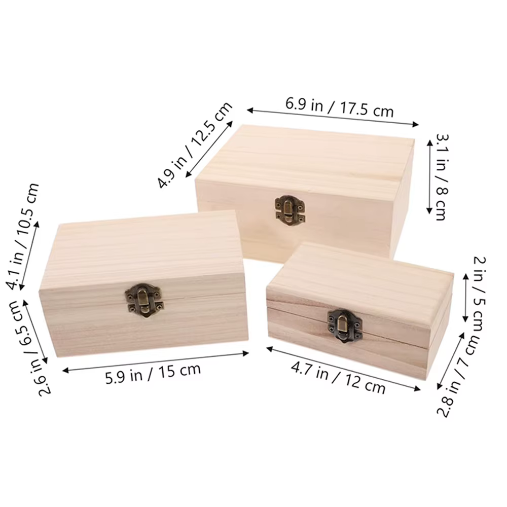 Boîtes de rangement carrées à charnière en bois uni Scotch couleur bûche