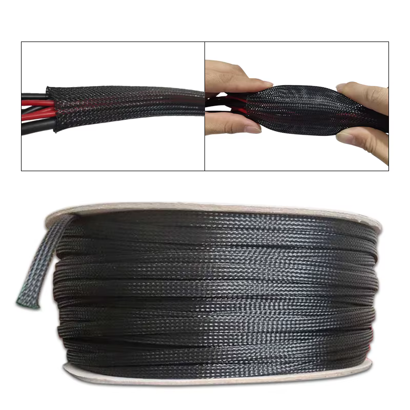 Manchon tressé isolé noir, 1/5/10/50/M, 4/6/8/10/12/14/20/25mm, manchon de Protection serré pour presse-étoupe en fil PET, livraison directe
