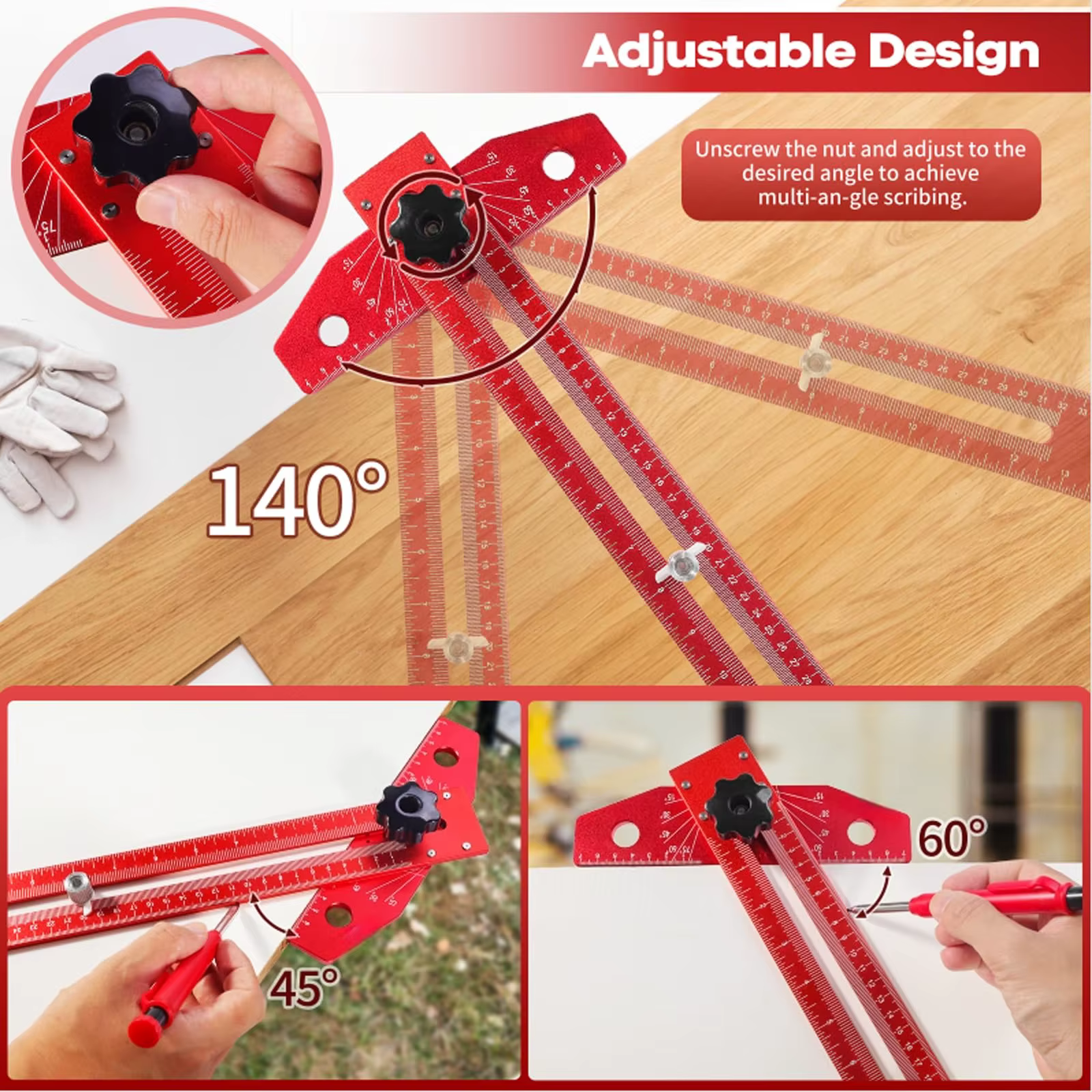 Équerre pliable multifonctionnelle pour le travail du bois