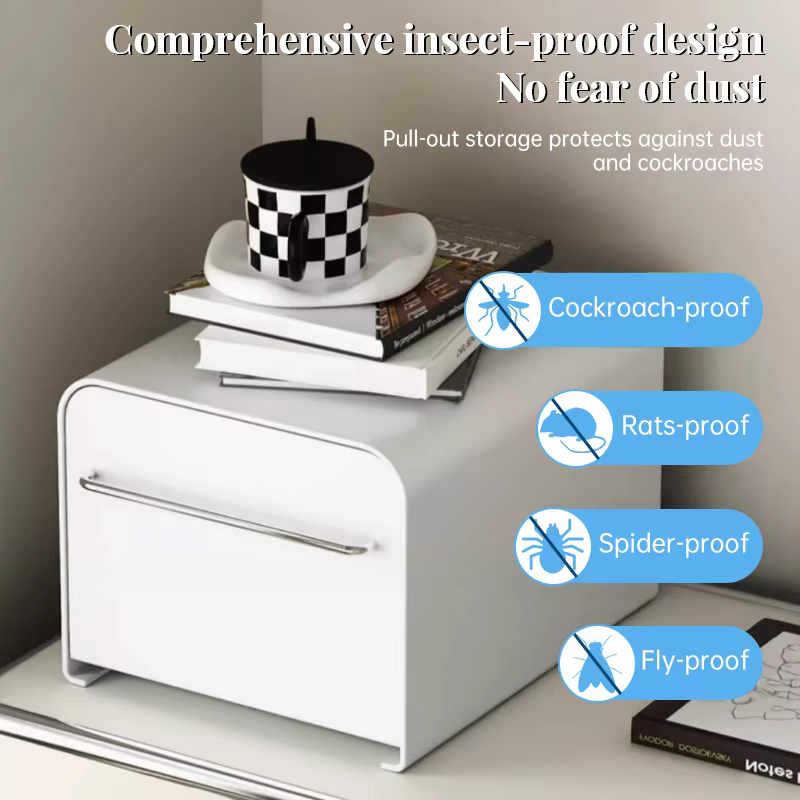 1 boîte de rangement moderne et simple avec tiroir en métal : étanche
