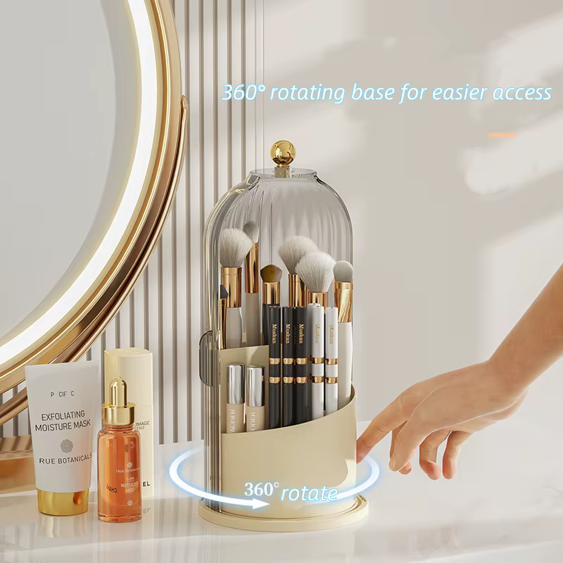Boîte de rangement rotative pour pinceaux de maquillage pour offrir votre coiffeuse, un nouveau look et un rangement facile
