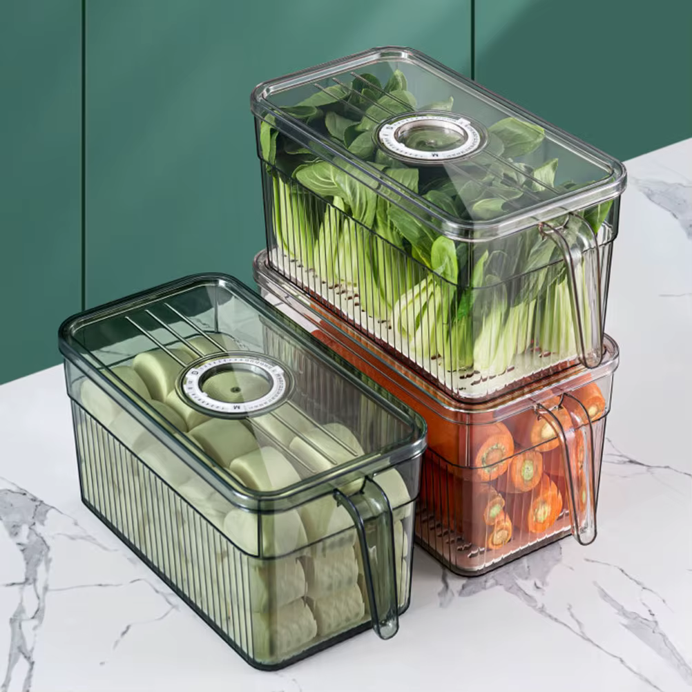 Conteneurs de rangement de cuisine avec couvercle enregistreur de temps