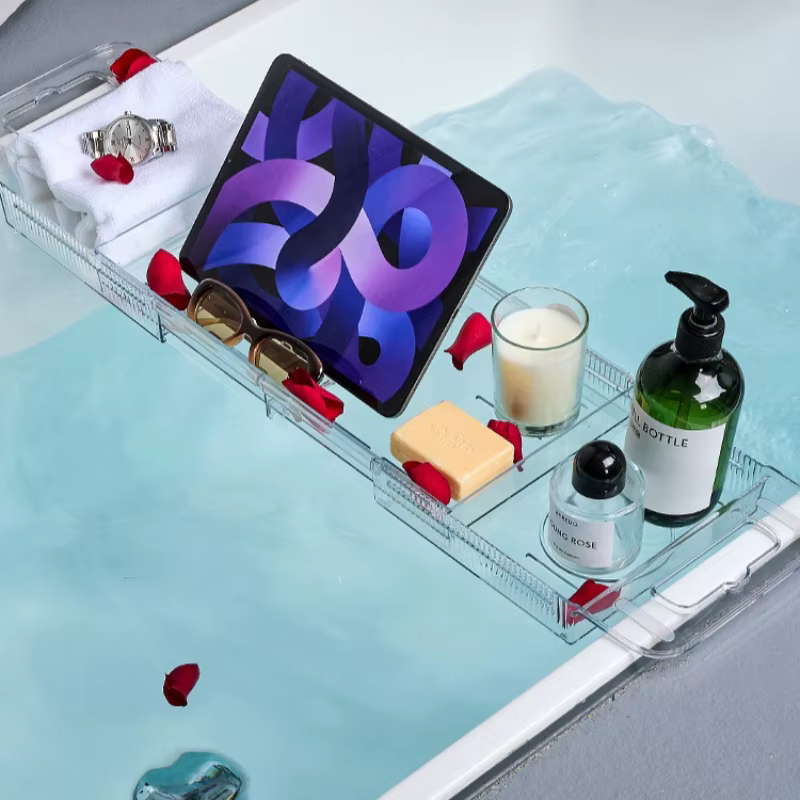 Étagère de rangement pour baignoire réglable, support de douche pour salle de bain, plateau de bain extensible et pliable, organisateur