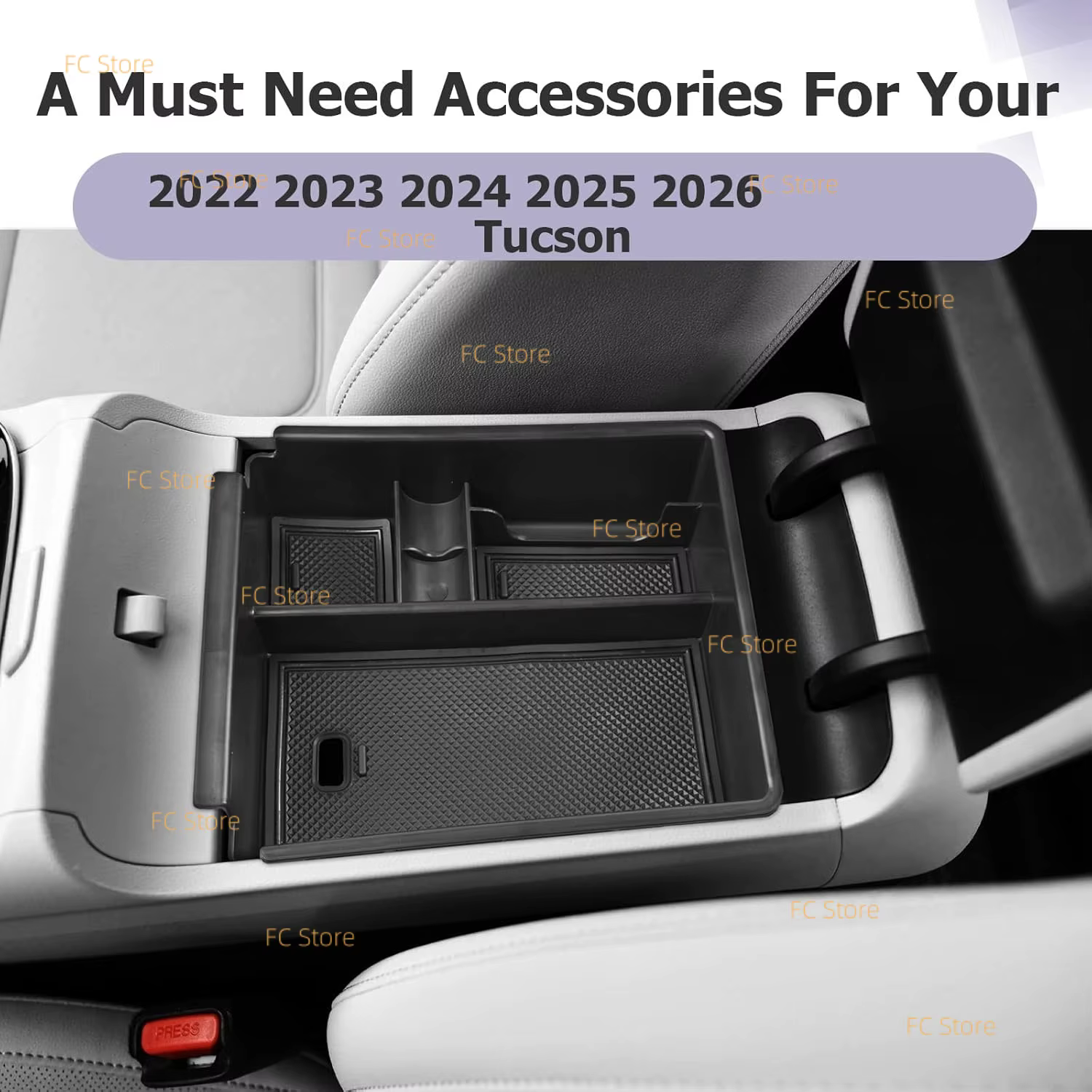 Pour Tucson 2022-2025 2026 : Organisateur de console centrale, boîte de rangement pour accoudoir, insert de console d'accoudoir, accessoires