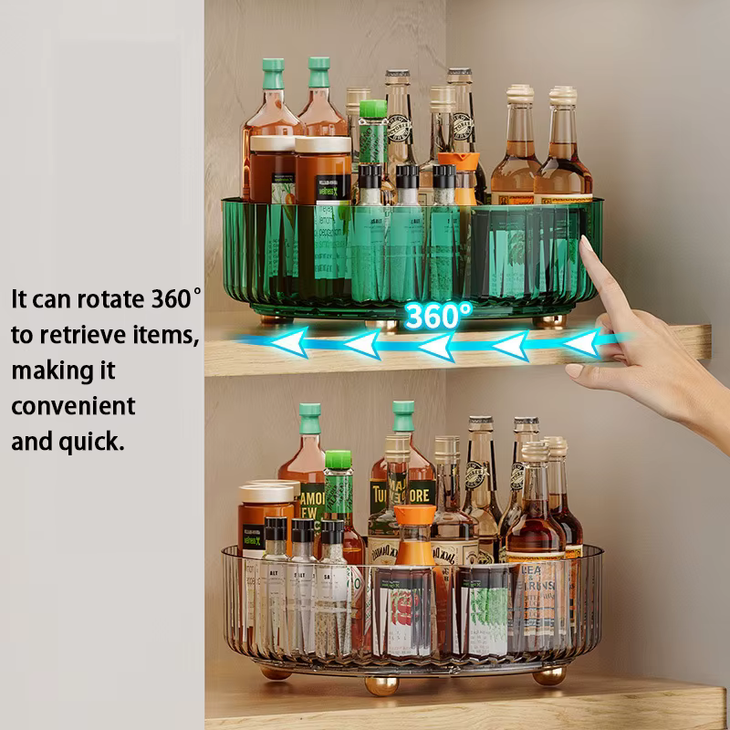 Étagère à épices rotative pour cuisines domestiques, plateau de rangement multifonctionnel pour bouteilles et bocaux à épices, et cosmétiques