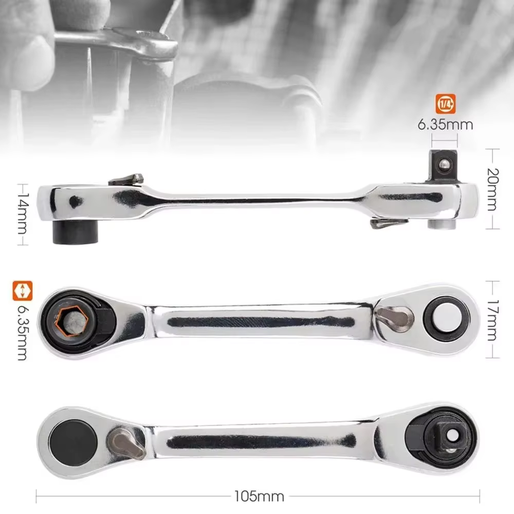 Rafford Mini aigus 1/4 clé à cliquet Double extrémité clé