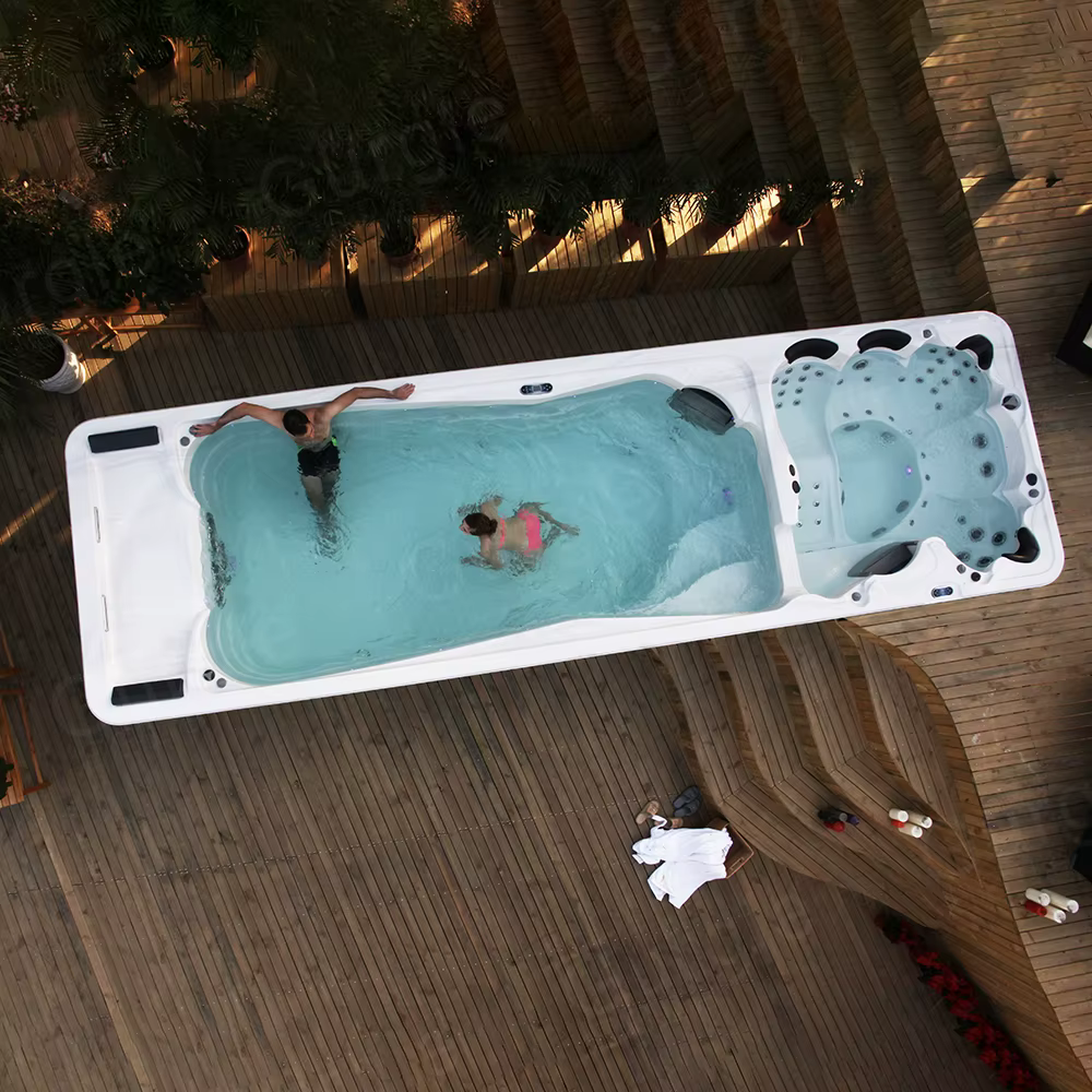 Piscine de nage extérieure sur mesure de 7,5 m, spa jacuzzi pour jardin et usage commercial