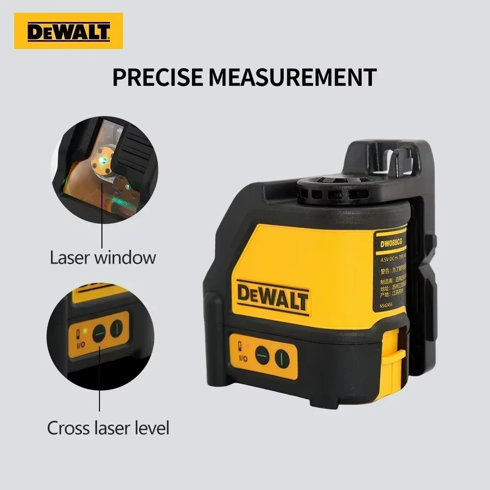 Niveau laser professionnel DDEWALT DW088CG à faisceau vert : Outil de nivellement automatique à 2 lignes haute précision
