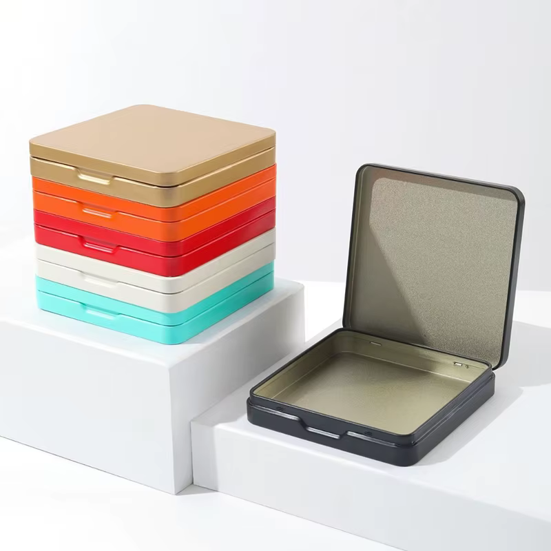 1 pièce Nouvelle boîte de rangement carrée en métal vide