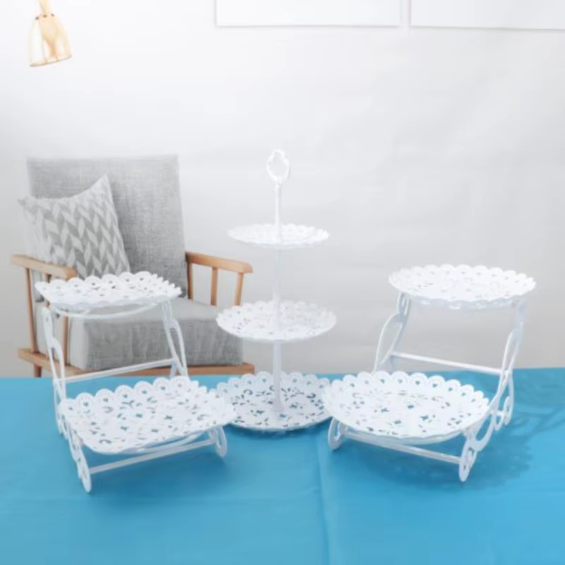 Plats de support de gâteau Chi Snacks, assiettes en plastique, bonbons, salon, maison, assiette de fruits à trois couches, panier de fruits moderne créatif