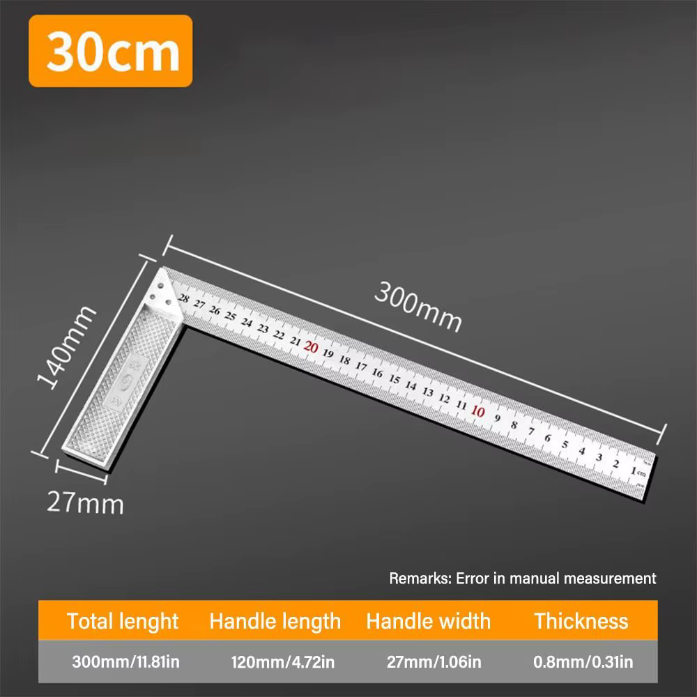Règle d'angle double face en acier inoxydable 30/50CM