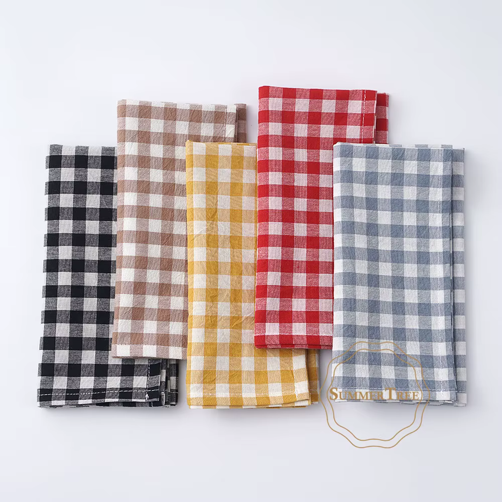 Serviette de table en coton à carreaux 42x42cm