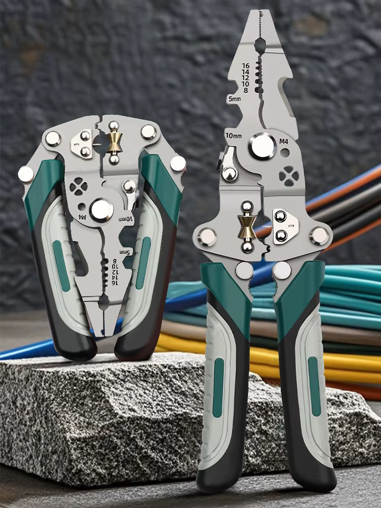 TUOSEN électriciens multifonctionnels pince pliable dénudeur de fil coupe ménage électrique main EDC Multi outils décantation