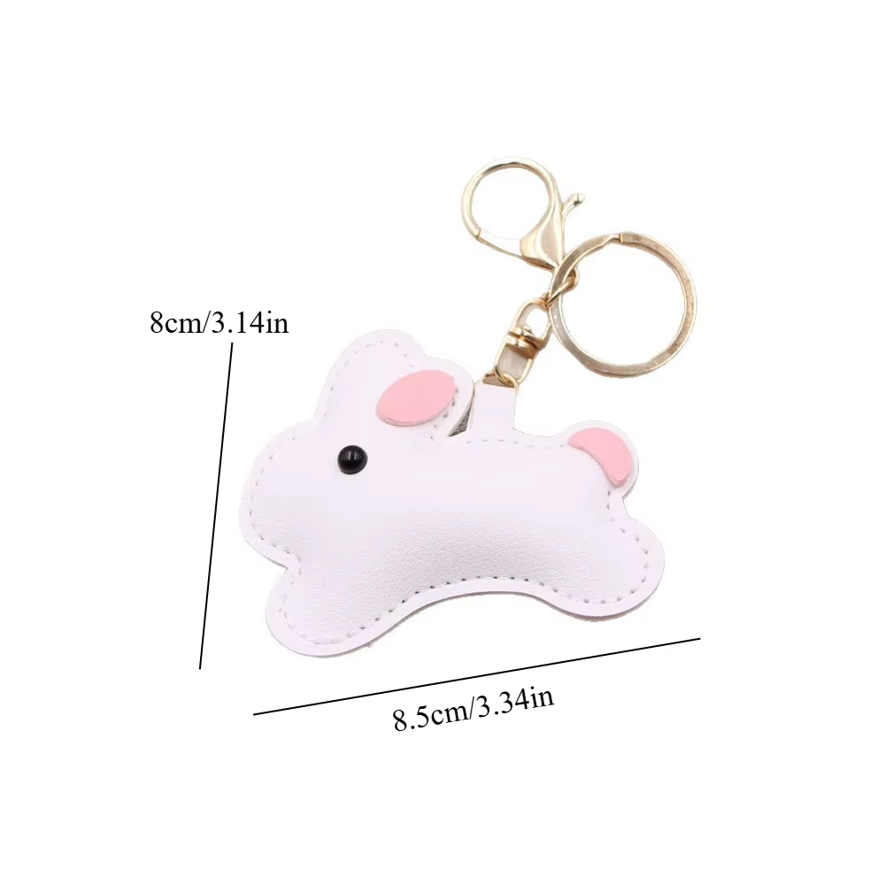 Porte-clés de voiture en cuir de lapin mignon, breloque de sac, série Miu, accessoire de vêtements, pendentif de décoration