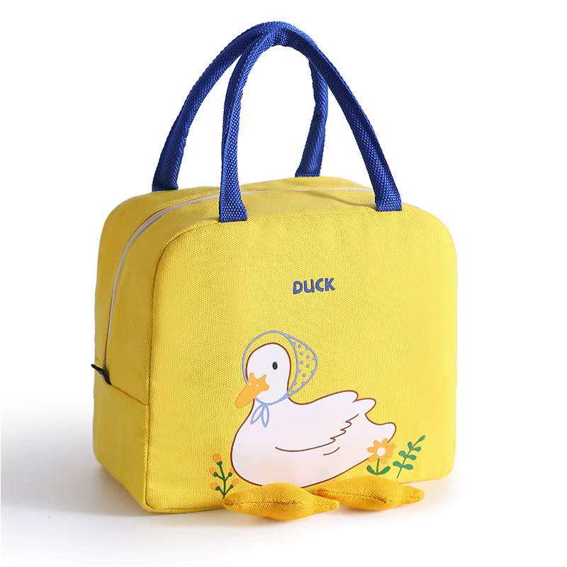 Enfants Portable isolé thermique pique-nique nourriture mignon canard jaune sac à déjeuner boîte fourre-tout